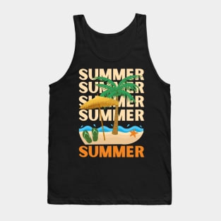 Hello summer Beach summertime Adventure travel lover palm tree sun Tank Top